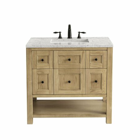 JAMES MARTIN VANITIES Breckenridge 36in Single Vanity, Light Natural Oak w/ 3 CM Eternal Jasmine Pearl Top 330-V36-LNO-3EJP